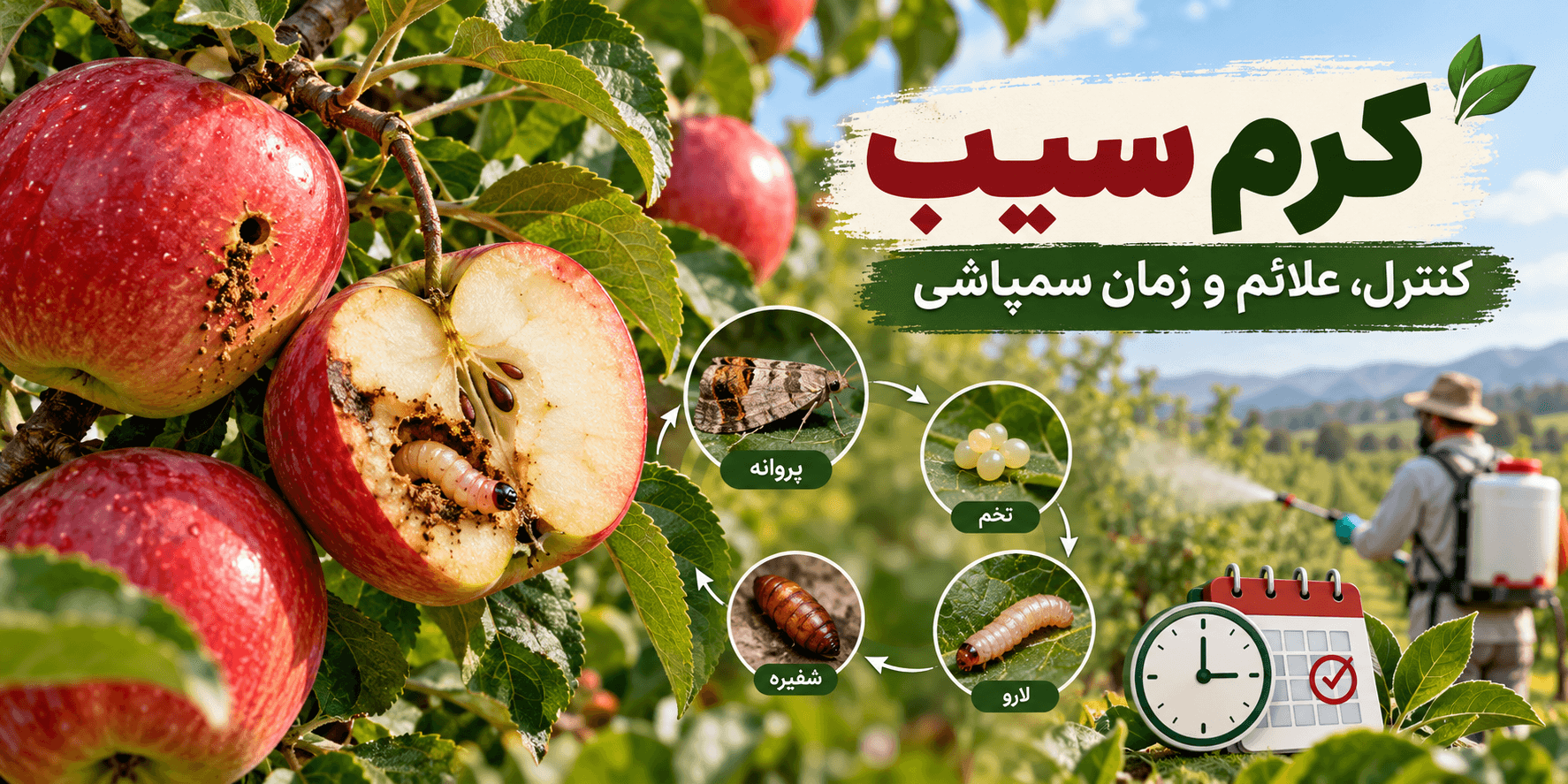 کرم سیب کنترل علائم و زمان سمپاشی